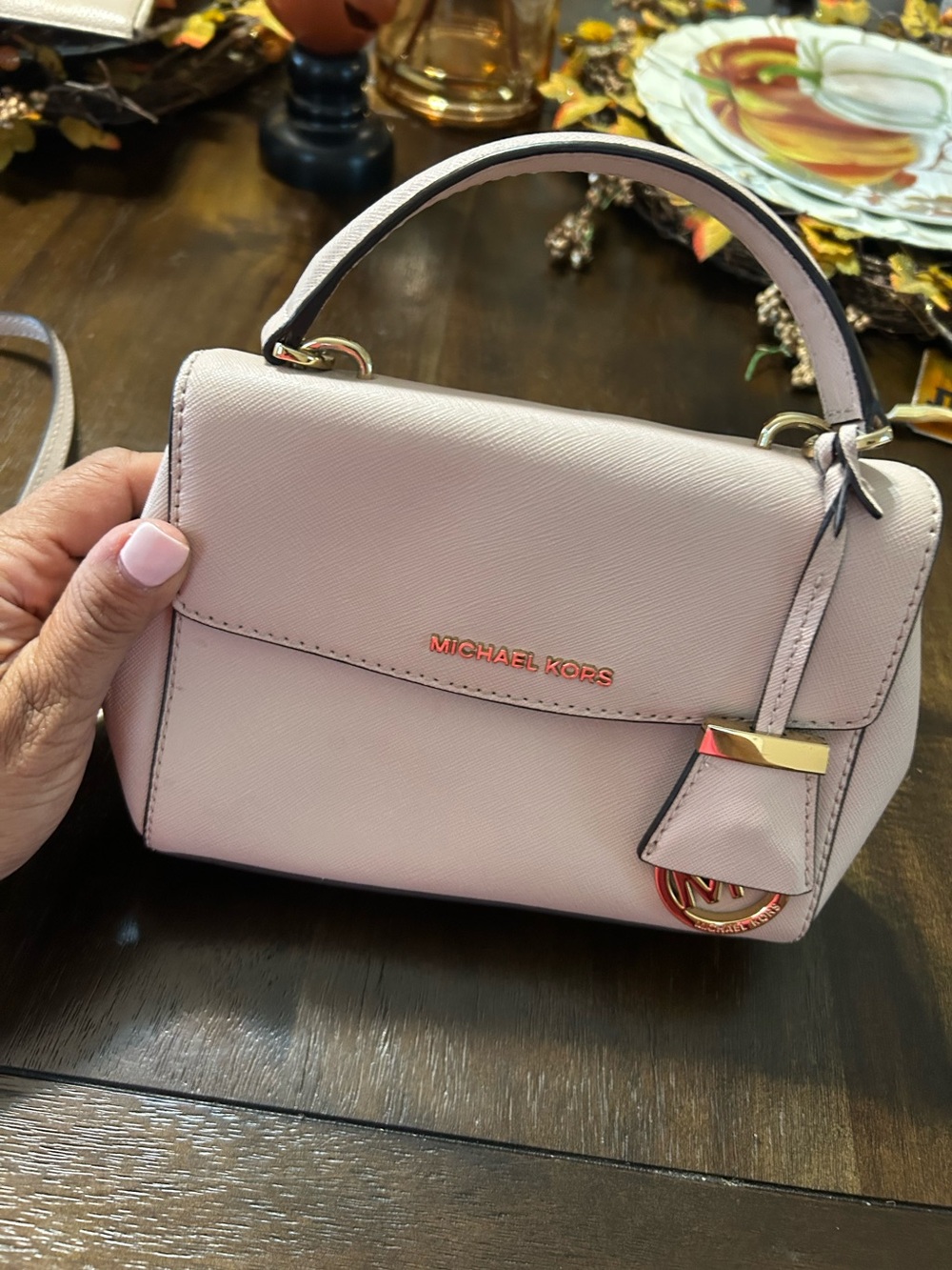 Michael Kors Pale Pink Saffiano Mini Top-Handle Bag